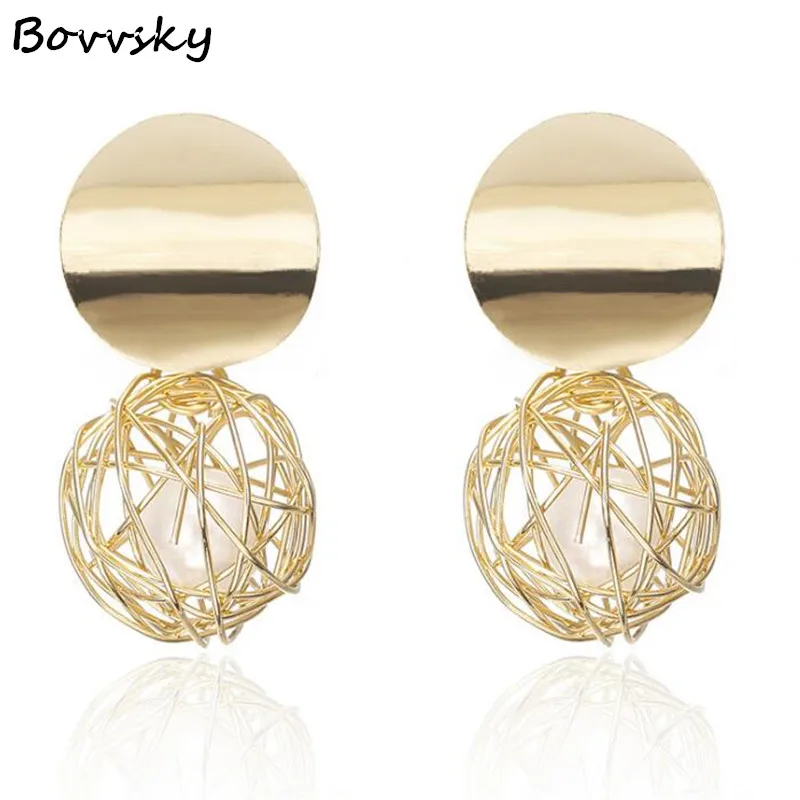 Bovvsky statement ball Geometric earrings For Women Hanging Dangle