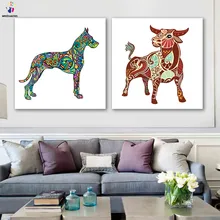 DIY цветные картины по номерам с цветной вышивкой животных Картина Рисунок Живопись по номерам Обрамленный дом