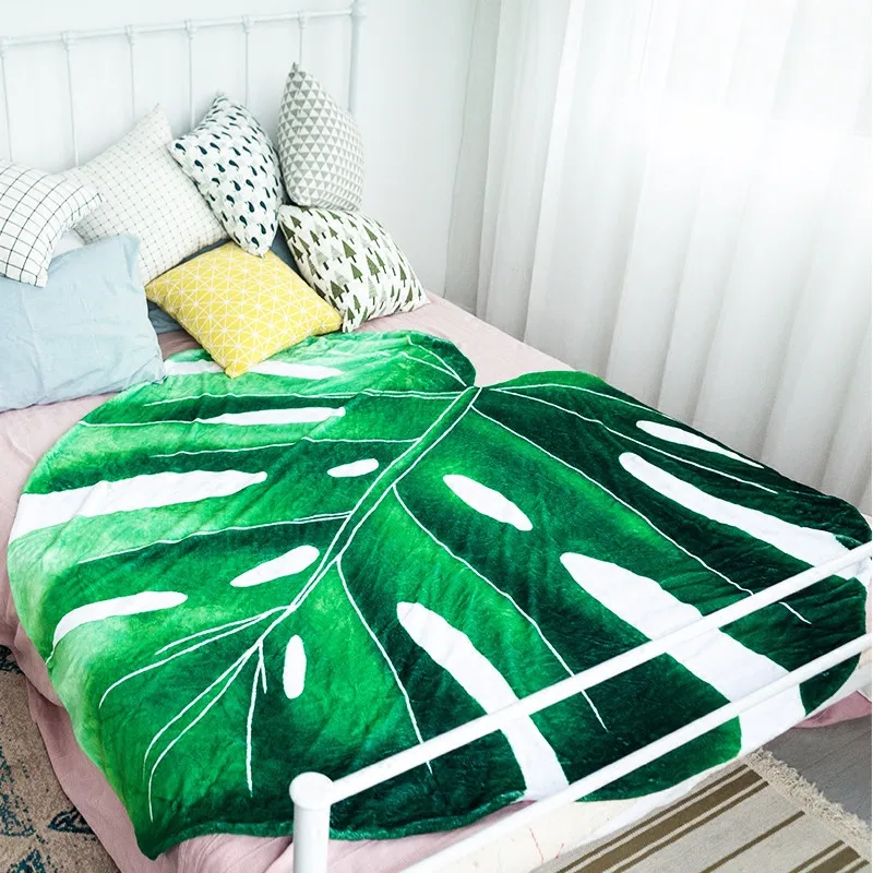 

Free Shipping Sofa Cover Blanket Picnic Travel Office Napping blanket Air Conditioning Blanket Leaf Blanket Quilt Cloak Kid Gift