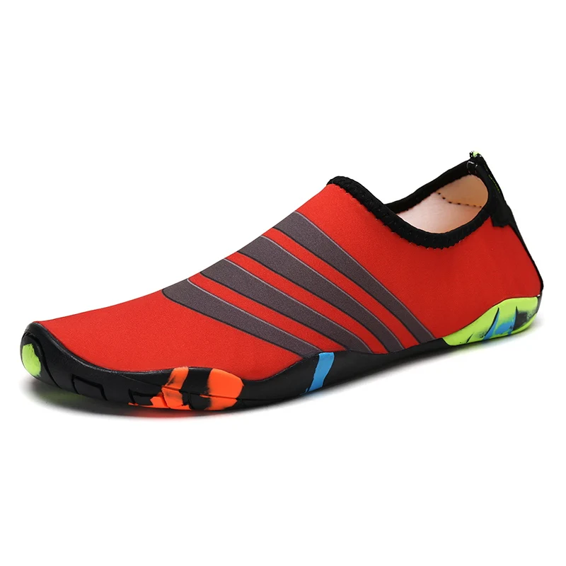 Новая летняя мужская обувь для родителей и детей, обувь для плавания, удобная дышащая женская пляжная водонепроницаемая обувь, Нескользящие кроссовки, размеры 28-46 - Цвет: Red