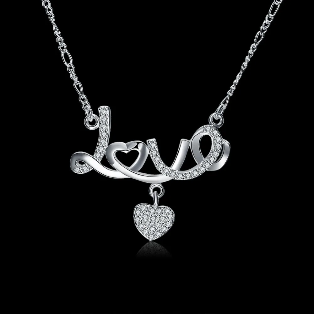 

LJ&OMR Women necklace 925 silver fall in love necklace silver fashion jewelry pendant necklace wedding jewelry