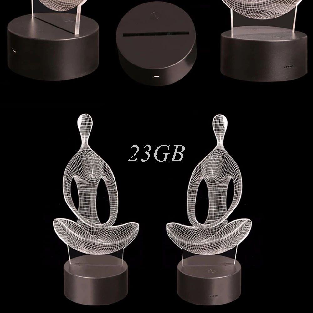  Night Light LED Desk Table Lamp 3D illusion Yoga Meditation 7 Color Change JUN08_40