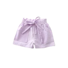 Летние однотонные шорты с принтом для маленьких девочек; штаны с бантом; повседневные эластичные шорты для малышей; одежда для малышей; штаны из полипропилена; Новое поступление
