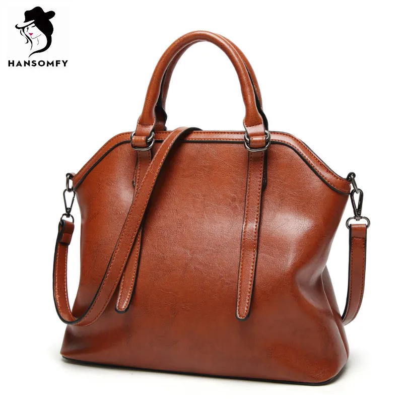 

HANSOMFY Bag Women Solid Patent Leather Shoulder Bag Women Vintage Shell Large Tote Bags High Quality PU Handbags For Lady 2017