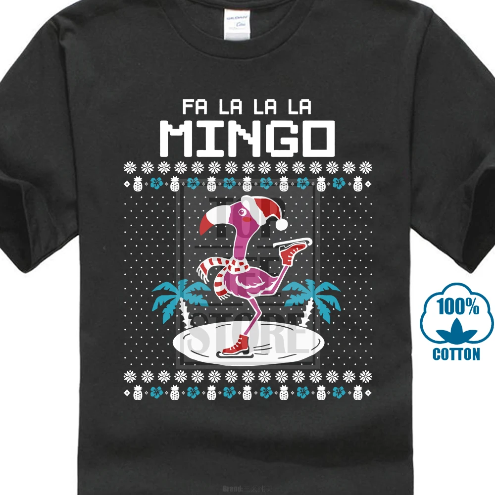 

Fa La La Flamingo Ugly Christmas Sweater Funny Xmas T Shirt Gift Idea 100% Gift Short Sleeve Summer Tshirt