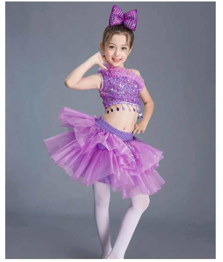 Девушка блесток джаз современные Латинской бального танца Конкурс платье костюмы для детей Танцы этап платье Костюмы наряды