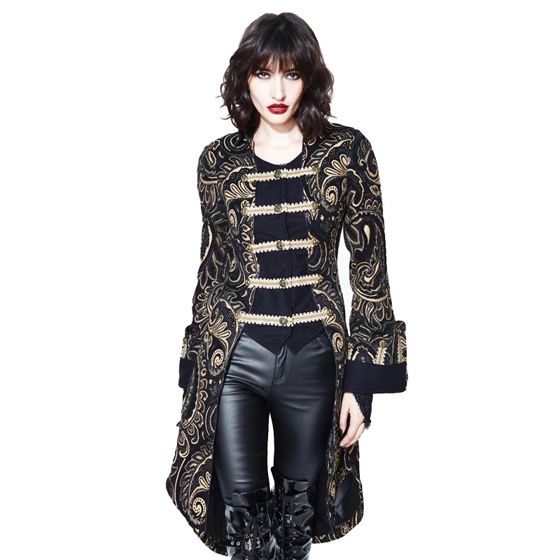 

2018 New Arrival Autumn Winter Gothic Women Jacket Palace Noble Gold Jackets Triple Breasted Stand Collar Skirt Jacket