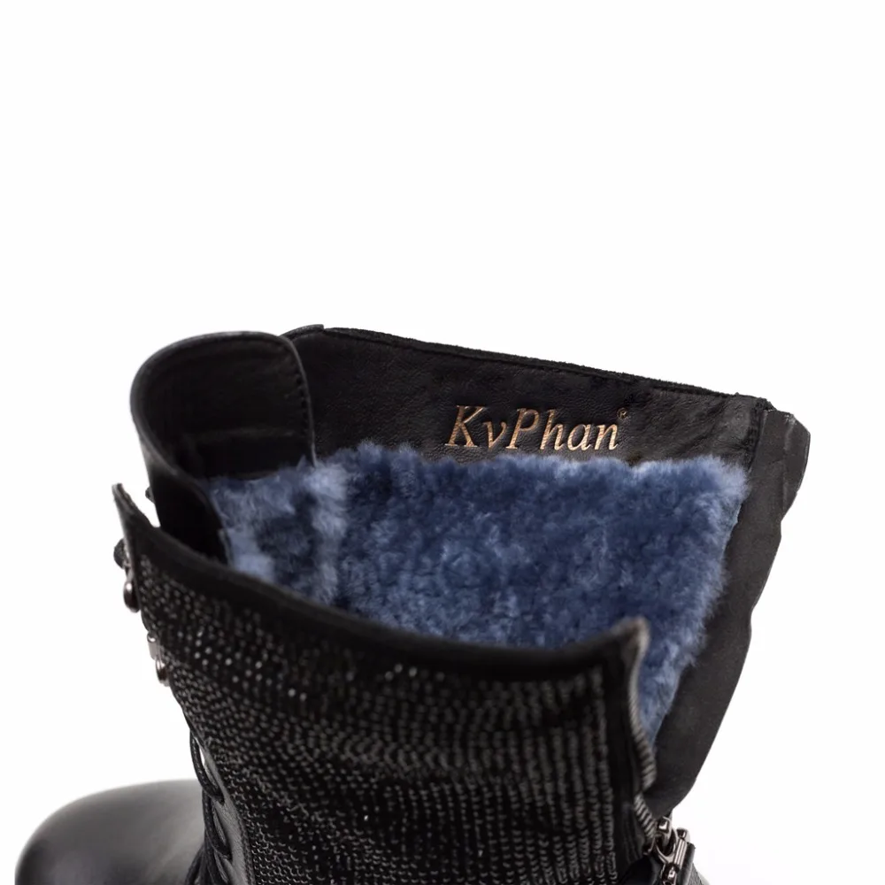 Dos Fourrure A Talons Glissière De Bottes En Laine Au Chaud Pour Moutons Cheville Faible Femmes Daim Chaussures 35 Peluche Kvphan Carrés Noir 41 Taille ZOgEPn