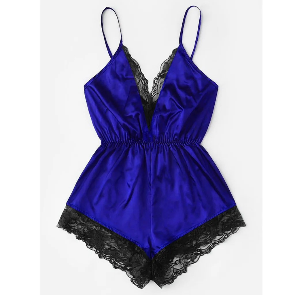 Женское белье, женское s, для девушек, с v-образным вырезом, ночнушка размера плюс пикантная Кружевная комбинация, ночное белье,, ночная юбка, костюмы, lenceria femenina VD7 - Цвет: Blue