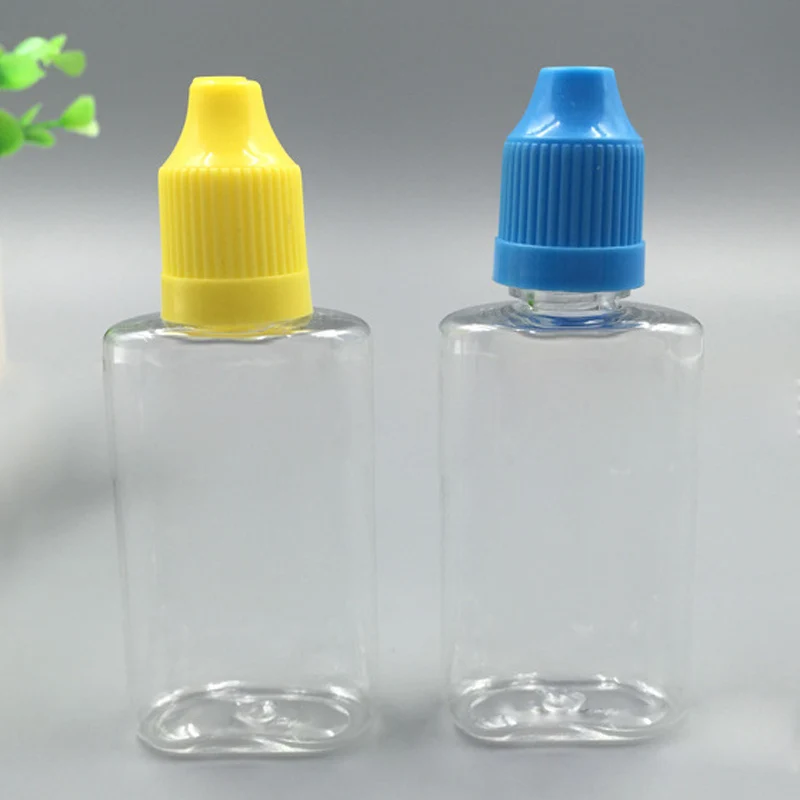 

20pcs 30ml Flat shape Empty PET Plastic Dropper E Liquid Eye Clear Water Pen Bottles Long Tip Cap juice Vape Oil Container New