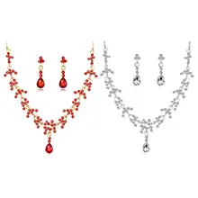 1 Set Necklace Earrings Water Drop Dangle Jewelry Luxury Wedding Red Lady Bridal Party Gift Exquisite Jewelry Sets 1 Set Necklace Earrings Water Drop Dangle Jewelry Luxury Wedding Red Lady Bridal Party Gift Exquisite Jewelry Sets