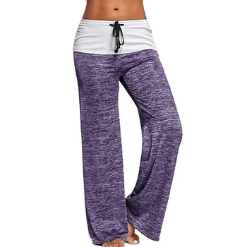 Women sport leggings fitness yoga pants patchwork wide leg fitness leggins clothing loose workout trousers sports clothing suits