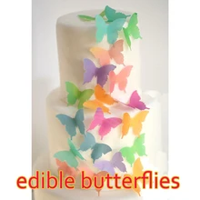 24 шт./лот съедобные бабочки для пасхального торта украшения 3D съедобные бабочки идея украшения инструменты, съедобный пирог бумага