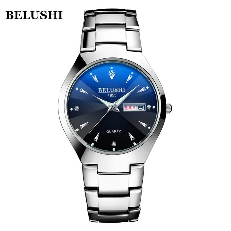BELUSHI 529 повседневные мужские деловые кварцевые наручные часы ударопрочный стальной Ремешок Модные простые мужские часы Relogio Masculino - Цвет: White Black Men