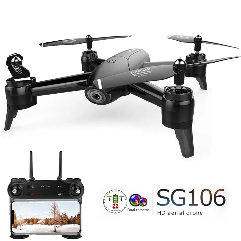 Квадрокоптер SG106 радиоуправляемый с оптическим потоком Wi Fi камера 4К 1080P