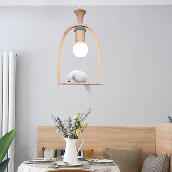 

Modern White Bird Pendant Lights Wooden Lamps Body Ceiling Hanging Lamp for Dining Room Kitchen Indoor Decorative Light Fixtures