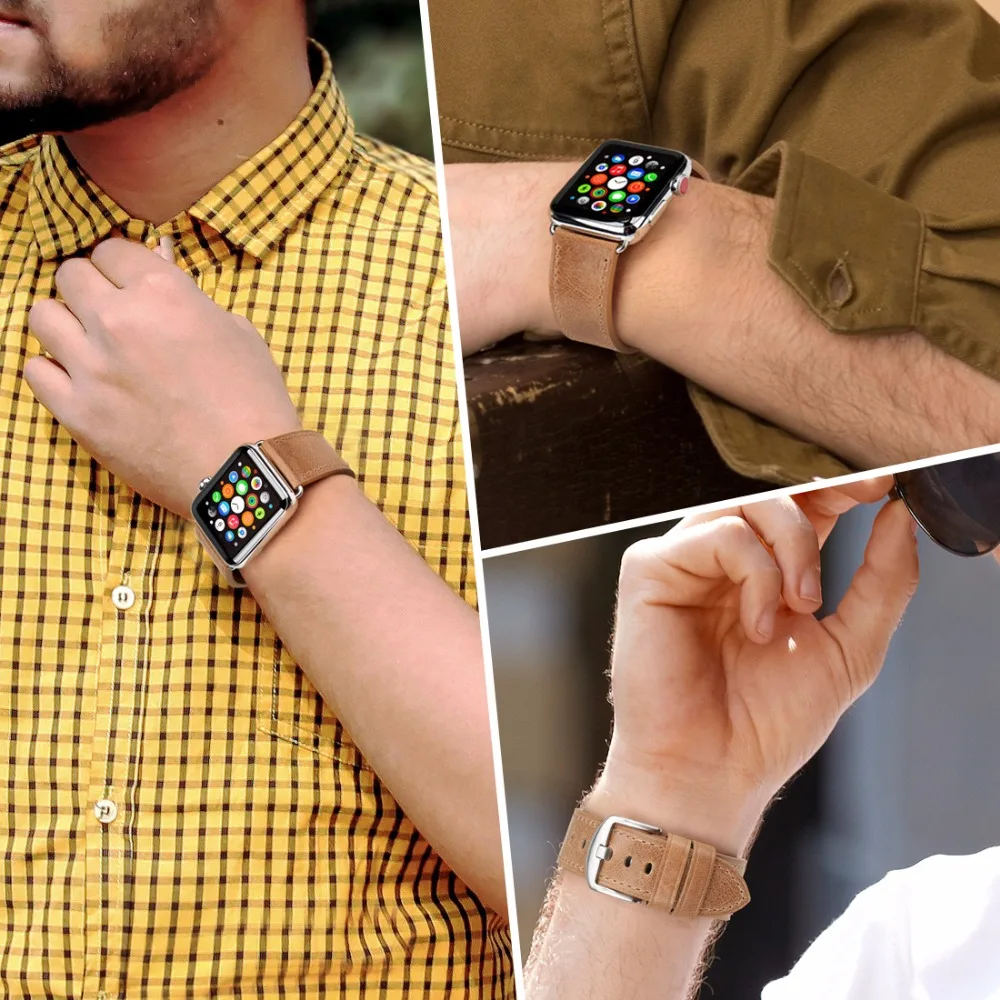 Ремешок из натуральной кожи для Apple Watch Band 44 мм 42 40 38 Series 6 5 4 3 2 1|Ремешки часов| |