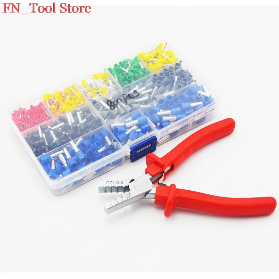 

PZ1.5-6 Crimp Tool Kit Hand Ferrule Crimper Plier + 800pcs Connector Wire Terminal free shipping