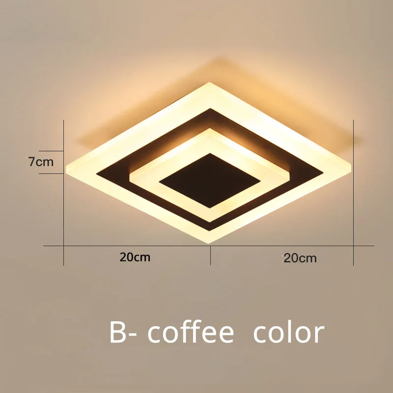 Потолочный светильник, Современная LED-лампа для освещения коридоров для ванной комнаты, гостиной, Круглый квадратный светильник, домашние декоративные светильники, Прямая поставка - Цвет корпуса: A coffee 1824