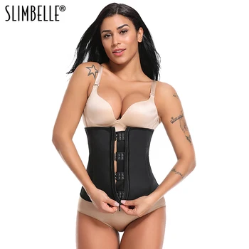 

Women Black Latex Waist Trainer Body Shaper Corsets with Zipper Cincher Corset Top Slimming Belt Shapewear Plus Size