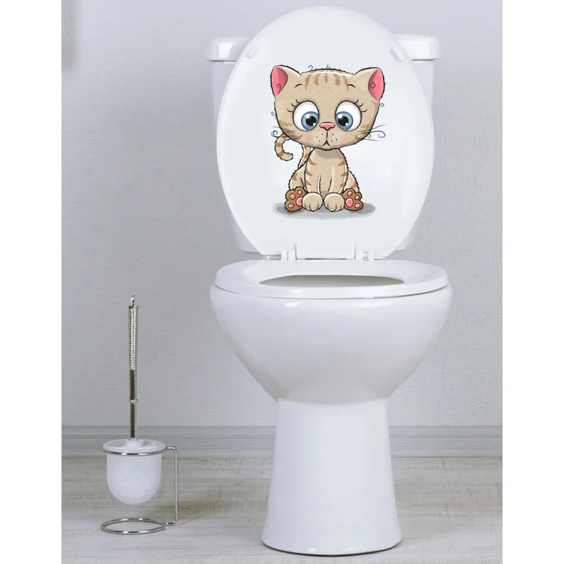 

YOJA 18.8*24.3CM Lovely Cartoon Cat Wall Decor Decal Mural Creative Toilet Sticker T1-0025