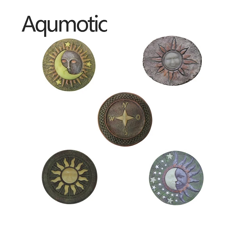 Aqumotic Yard Stepping Stone Kits for Kids Home Solar Balance Handprint Decor Round Outdoor Luminous Sign Garden Footprint