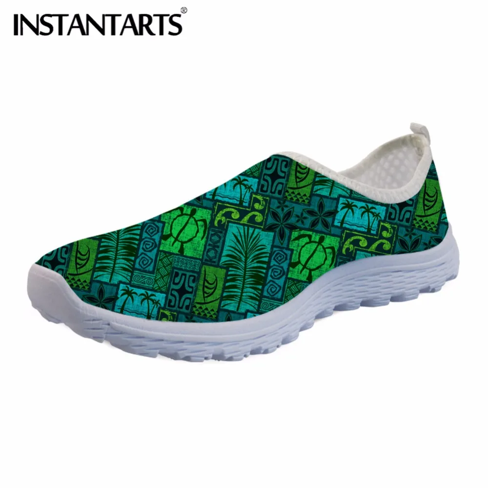 

INSTANTARTS Ladies Shoes Women Casual Slip On Sneakers 3D Moku Malihini Print Woman's Air Mesh Flats Shoes Tropical Plant Shoes