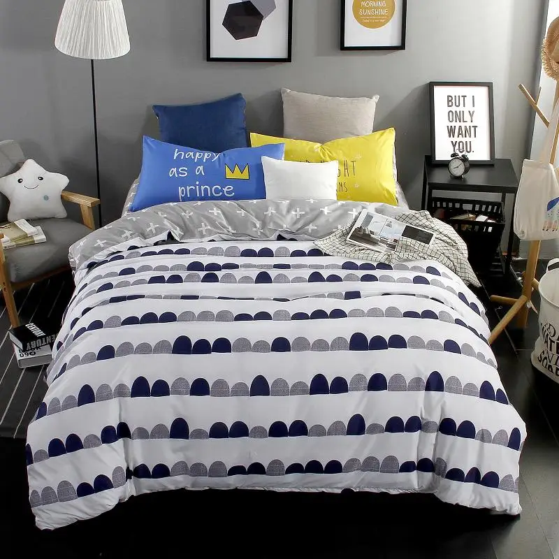 Home Textiles,Gray Half Circle Style Bedding Sets 3/4Pcs Duvet Cover