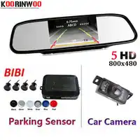 Koorinwoo デュアルコア Cpu の自動パークトロニック 5 インチミラーモニター 7 ライト車のリアビューカメラ駐車場センサー 4 レーダーシステム
