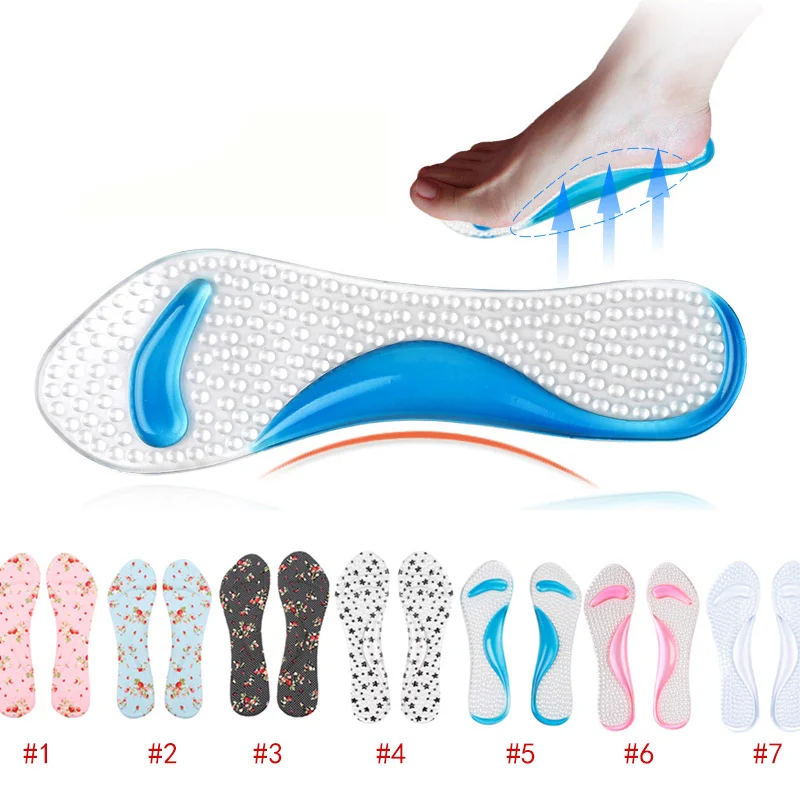 Herramienta para el cuidado de los pies de Gel de silicona pies planos almohadillas de apoyo para arco ortopédico plantillas antideslizantes para aliviar el dolor tacones altos pad 1 par