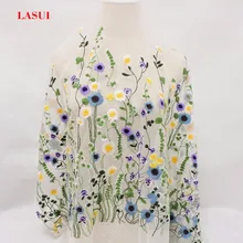 LASUI, 2 ярда/1 лот, Цветочная вышивка, сетчатая ткань, разноцветная, ширина 150 см, дышащая, для рукоделия, аксессуары ручной работы, dressQ011
