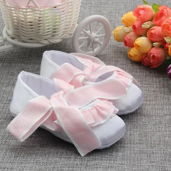

Spring Summer Baby Girls Pink Bowknot First Walkers Infant Pre Walkers Non-slip Shoes