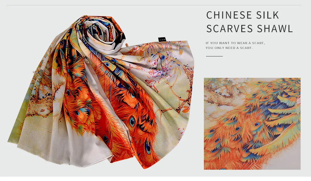 [BYSIFA] модный шарф, роскошный женский брендовый шелковый шарф, шаль, дизайн павлина, зимние двойные лица, длинные шарфы на пуговицах, 175*50 см