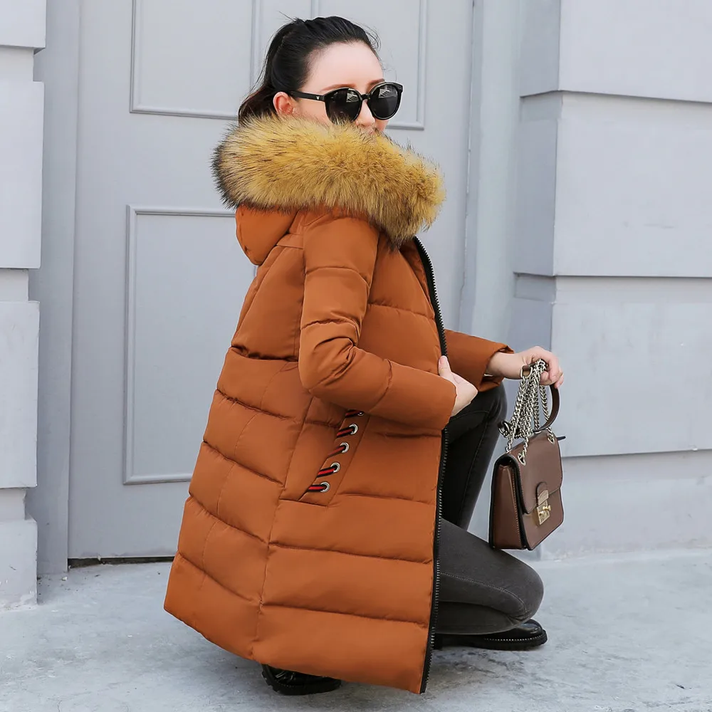 Зимние женские куртки, женское длинное теплое зимнее пальто с искусственным мехом и капюшоном, Толстая теплая тонкая куртка, длинное пальто