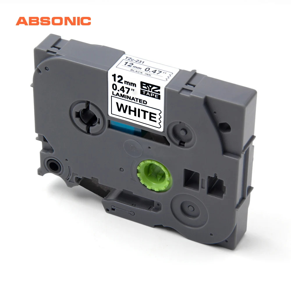 

Absonic 12mm TZe-231 TZe Tape Cassette Replacement TZ231 TZ-231 TZe231 Label Printer Compatible for Brother PT-D210 PT-H110
