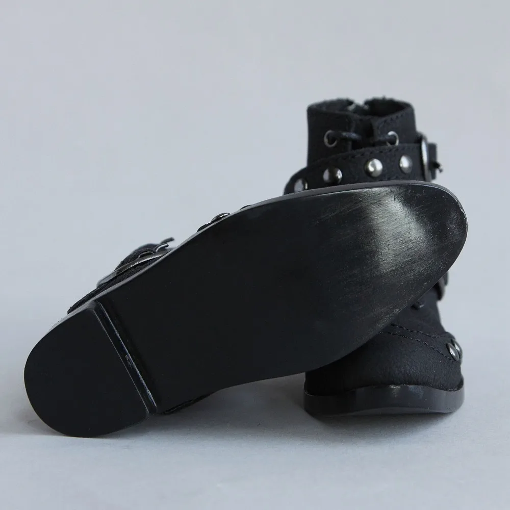 [Wamami] 19# черные заклепки локомотив 1/3 SD BJD Dollfie Синтетическая кожа Сапоги/Обувь~ 9 см