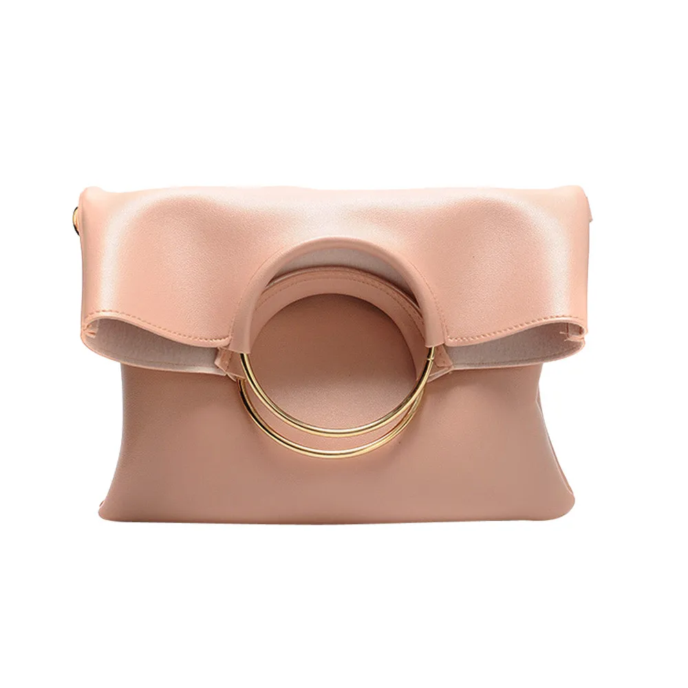 

Female Bag 2 pcs Women's Fashion Leather Tote Clutch Circle Ring Shoulder Bags with Corssbody Bag+ Mini Wallet