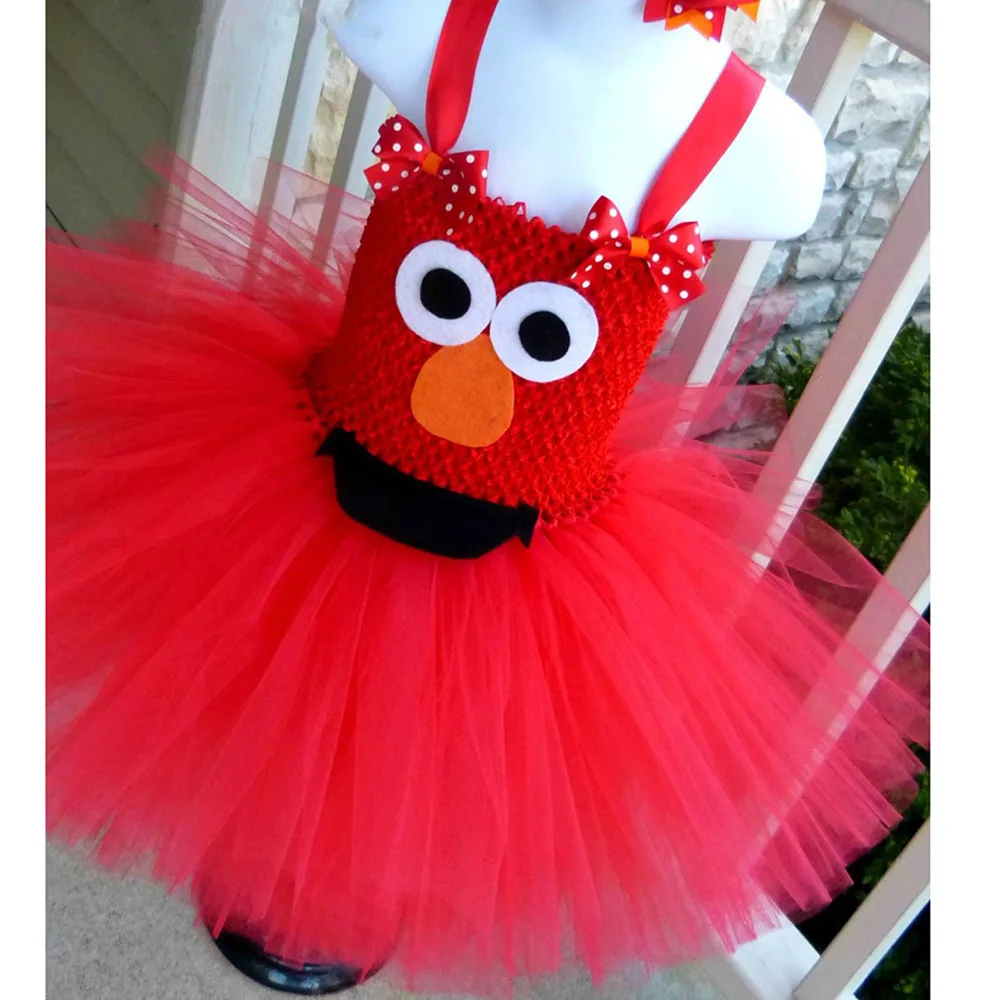 Красный Детский костюм Elmo для девочек на первый день рождения косплея Хэллоуин 1
