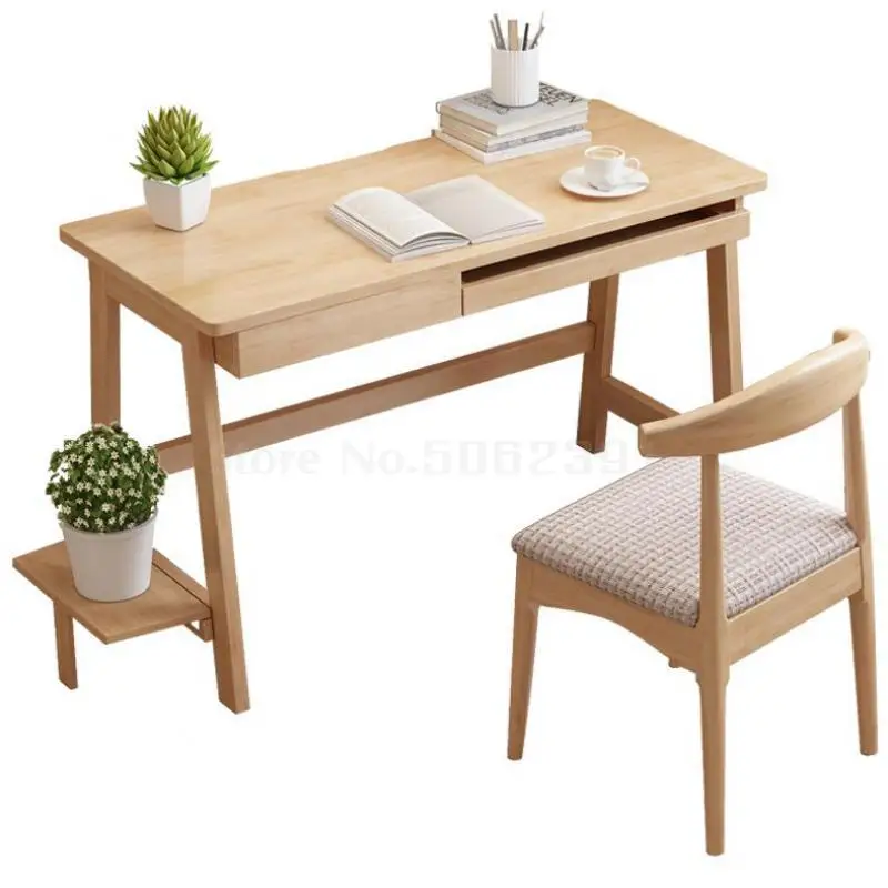 

Solid Wooden Desk White Desktop Student Simple Computer Desk Simple Office Desk With Keyboard