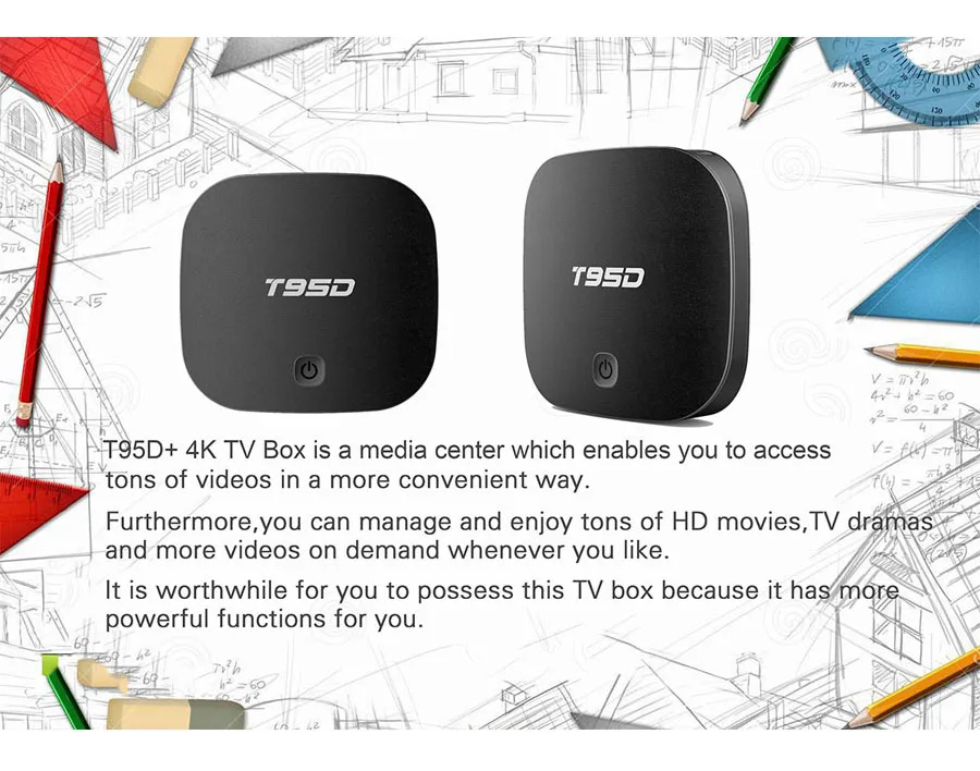 T95D Android 6.0 Smart TV Box with Rockchip RK3229 RK3229 1GB RAM 8GB ROM TV BOX 2.4G Wifi - 4K HD Smart TV Media Player 5