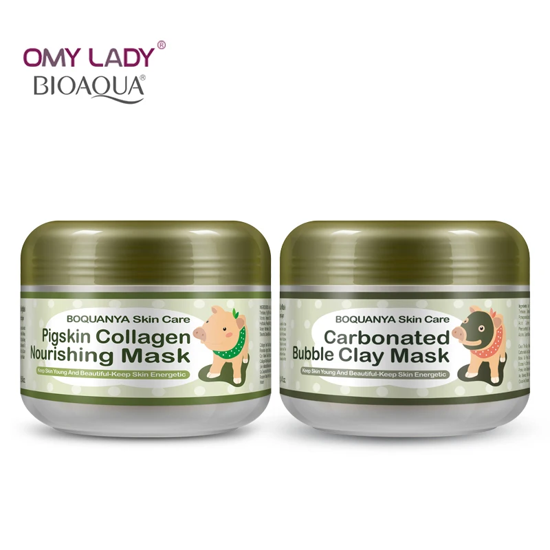

2PCS/Lot BIOAQUA Carbonated Bubble Clay Mask Pigskin Collagen Nourishing Mask Blackhead Remove Clean face Dirt Moisturizing Skin