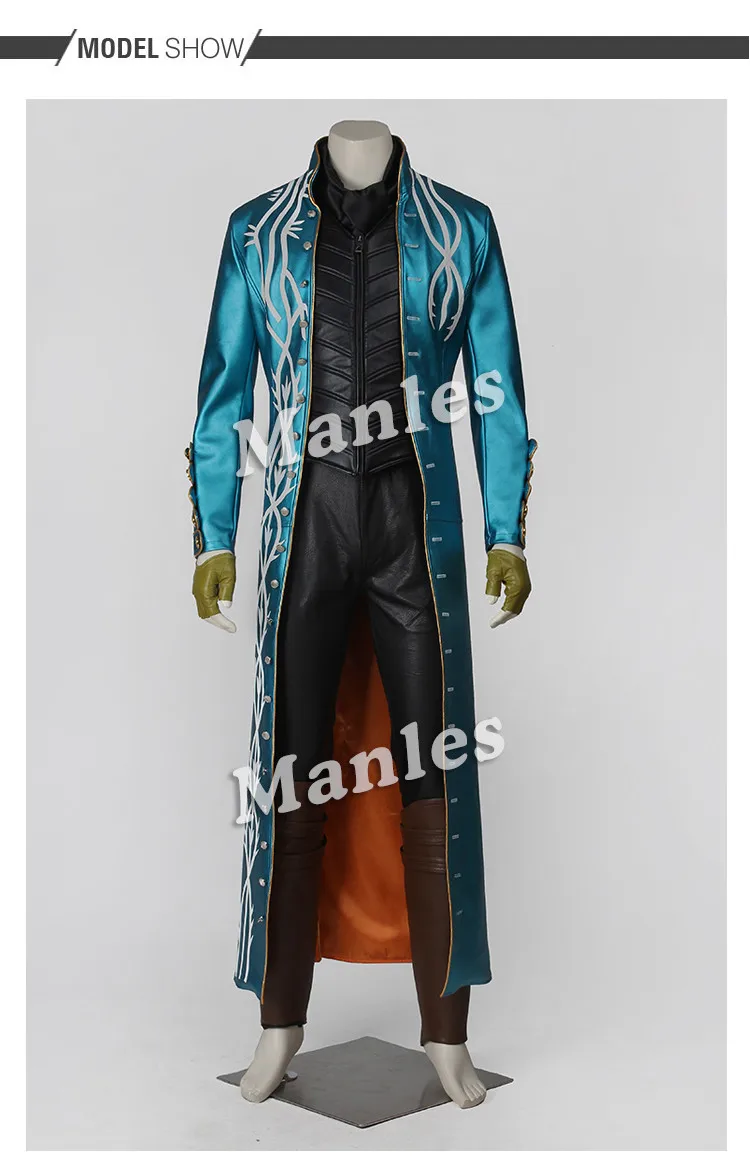 Hot Game Vergil Cosplay Costume Nelo Angelo Leather Coat Pants Outfit Superhero Adult Men Halloween Carnival Outfit Custom Made