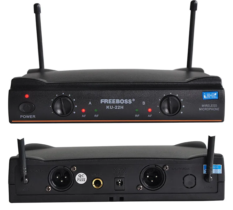 Freeboss KU-22H UHF двухканальная Mic передатчик профессиональный караоке Беспроводной гарнитура+ нагрудные+ ручной микрофон