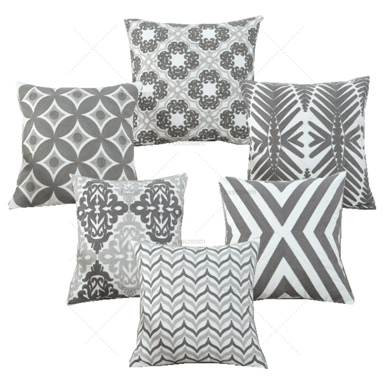 Вышитый Чехол для подушки домашний декор, серого и розового цвета; с геометрическим рисунком наволочка серый квадратный алмаз вышивка подушка для дивана размером 45*45 см