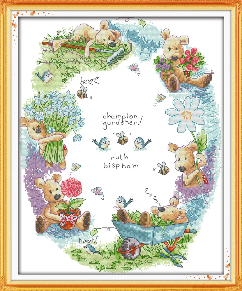 

The gardener counted printed on fabric DMC 14CT 11CT Cross Stitch kitsembroidery needlework Sets Home Decor