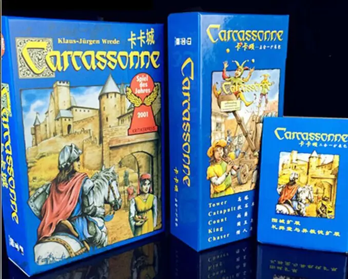 

English Carcassonne Basic, 6 Expansion The River/Tower/Catapult/Count/King/Chaser Board Game Card Game English Party Game2019