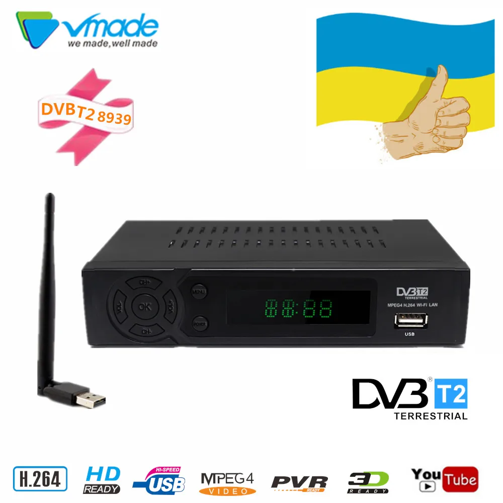

Ukraine HD TV box DVB-T2 digital terrestrial signal receiver set-top box h.264 pvr DVB T2 8939 FTA Lan RJ45 TV Box with USB WIFI