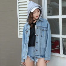 Джинсовая куртка женская Casacos Feminino тонкая ВИНТАЖНАЯ ДЖИНСОВАЯ женская элегантная винтажная куртка Loce со съемной шляпой