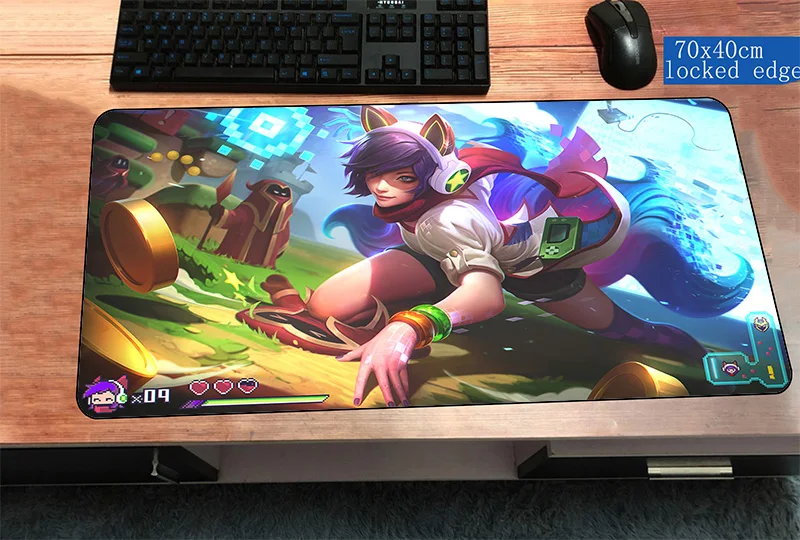 Коврик для мыши Ahri игровой коврик с изображением лисы lol компьютер 700x400x2 мм padmouse