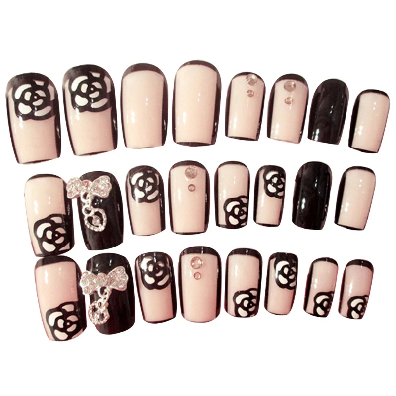 

Fashion Beauty French Manicure Fake Nails 24PCS Acrylic False Nail Tips Gift
